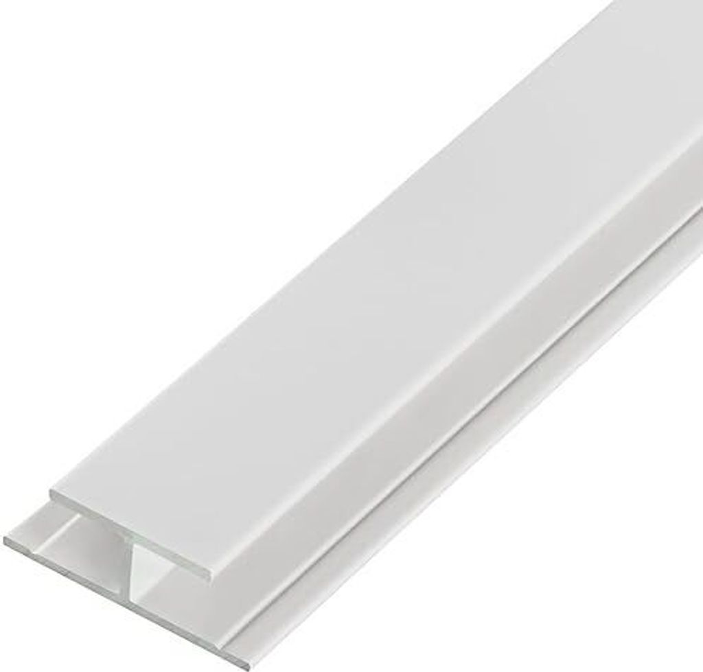 5, S-Polytec Aluminiumprofil Aluminium H-Profil 8mm Weiß RAL 9016 (1 Meter), Alu Verbindungsprofil, Übergangsprofil, Aluprofil H für HPL Platten...