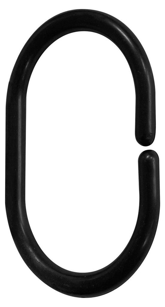 Aqualine Duschvorhangringe 12 St., Kunststoff, schwarz