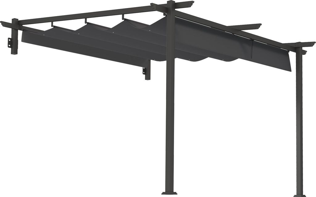 Terrassendach Pergola ca. 3x3m Terrassendachung, Garten Pavillon aus Aluminium, Wandmontage, Gartenpavillon mit Verstellbares Dach, Sonnenschutz f...