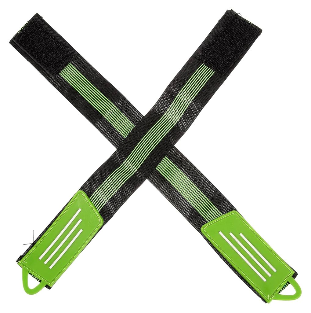 Elastischer Hosenbeingürtel aus Stretchmaterial mit grünen Beinbändern für Camping und Outdoor-Aktivitäten