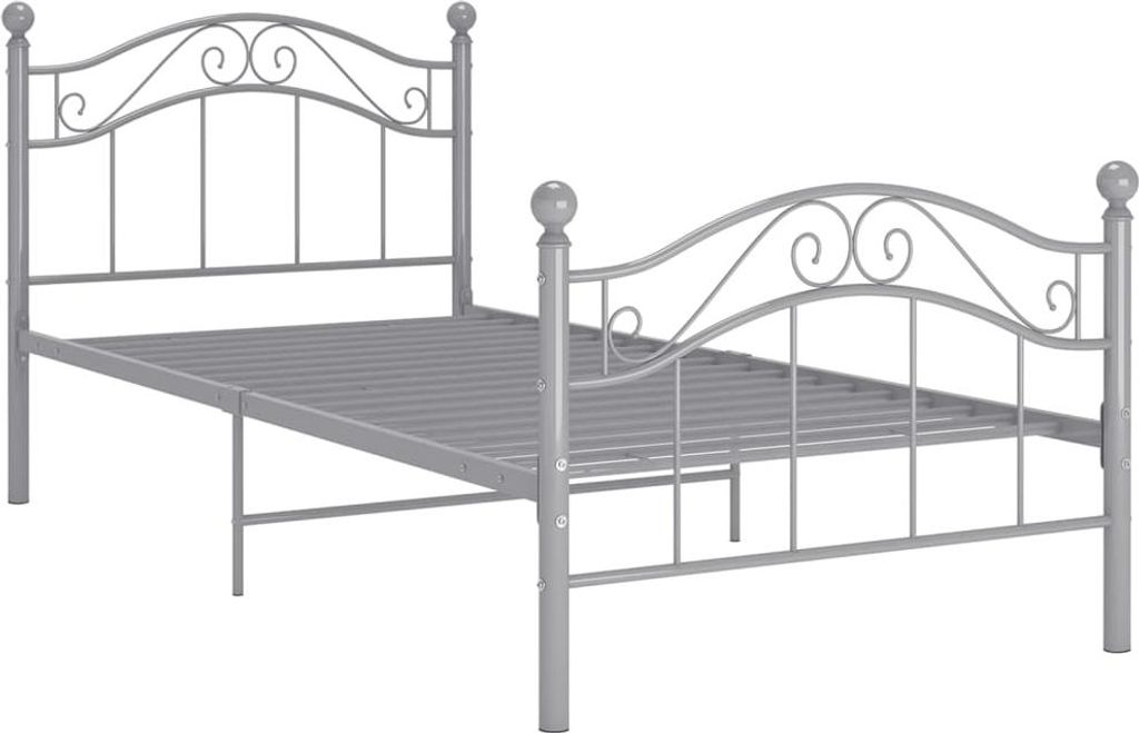 vidaXL Bett Grau Metall 90x200 cm