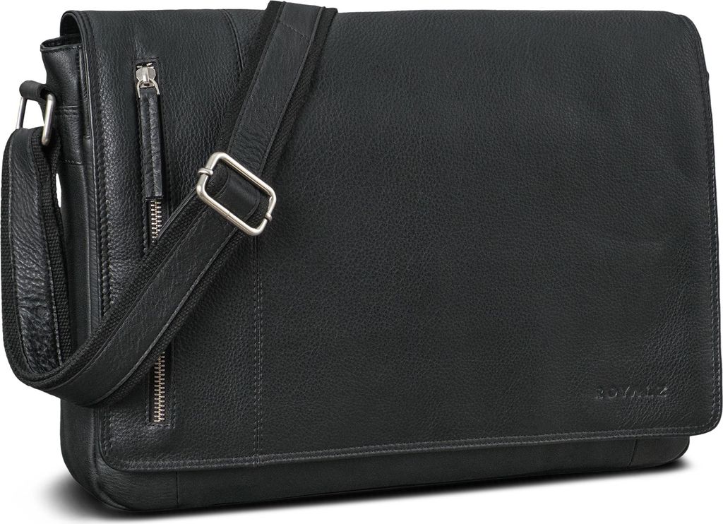 ROYALZ "New Jersey" Echt Leder Umhängetasche Herren groß - moderne Vintage Männer Ledertasche als große Laptop Tasche 13 - 15.6 Zoll Bürotasch...