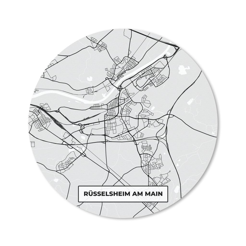 MuchoWow Mauspad Mousepad Karte - Rüsselsheim Am Main - Deutschland - Stadtplan - Karte 20x20 cm - Mousepads - Maus Mat - Pad - Mausunterlage - ...