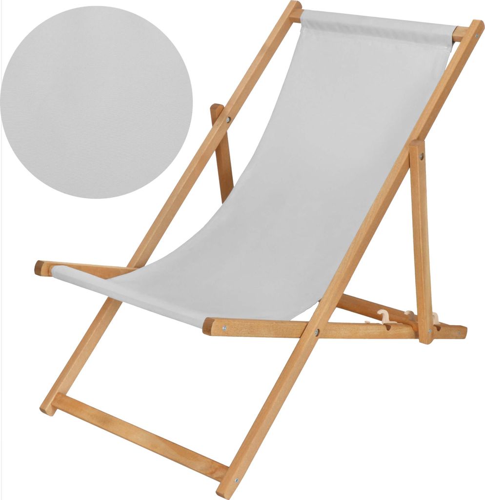 Springos Liegestuhl Gartenliege aus Holz imprägniert klappbar Relaxliege für Garten und Balkon mit Sicherheitssystem