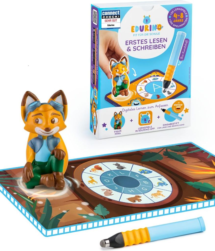 Edurino Starterset Mika Erstes Lesen & Schreiben (Stufe 1) ab 4 inkl. Eingabestift | Innovatives und digitales Lernspiel | Spielerisches Lernen von...