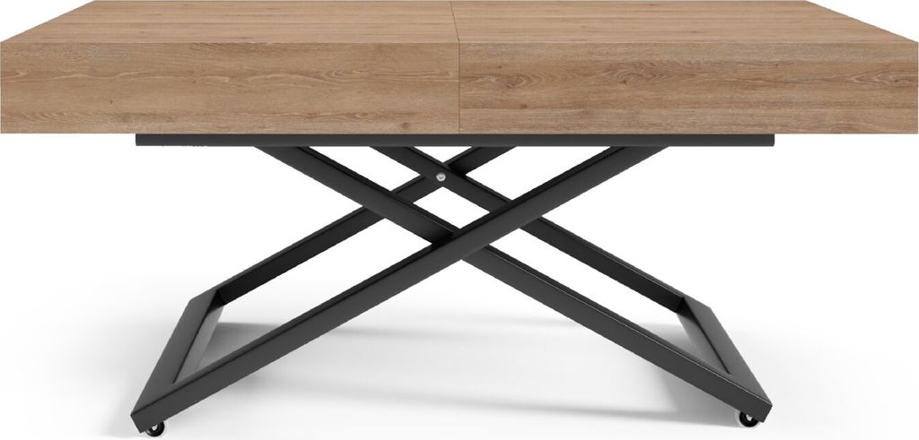 Höhenverstellbarer ausziehbarer Couchtisch Sena U, ausziehbarer Tisch: 120 cm bis 200 cm, Wohnzimmertisch Farbe: Truffle Brown, mit Metallbeine in...