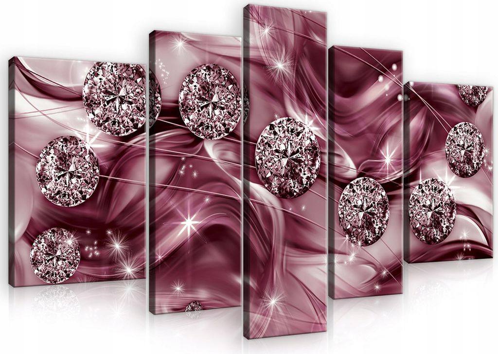 Leinwandbilder Abstrakt Diamanten lila SET 170x100 cm 5 teilig Modern Canvas Bilder XXL Leinwandbild Leinwand Bilder Schlafzimmer Wohnzimmer Wandbi...