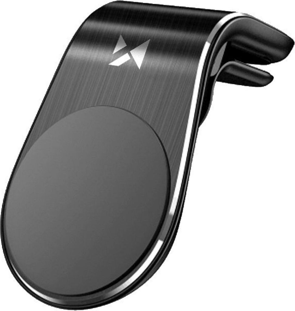 A black magnetic car phone holder designed to attach to an air vent.