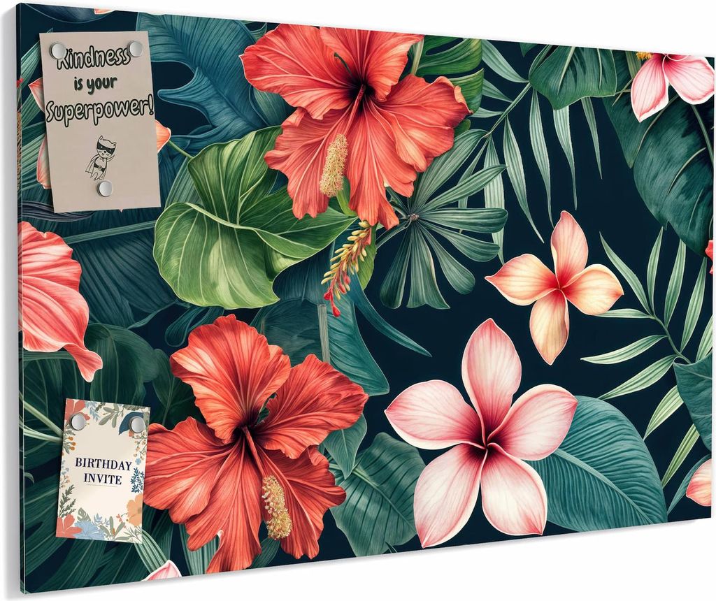 Magnettafel 60x40cm magnetisch & beschreibbar Metall-Board - Tropenblumen