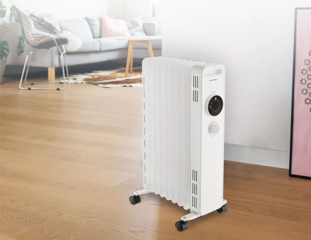 Radiateur à bain d'huile 2500W avec thermostat réglable et 11 ailettes
