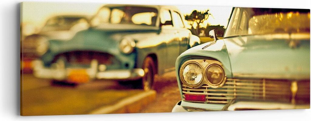 Bild auf Leinwand - Leinwandbild - Auto Kuba Klassiker - 90x30cm - Wand Bild - Wanddeko - Wandbilder - Leinwanddruck - Bilder - Kunstdruck - Wandde...
