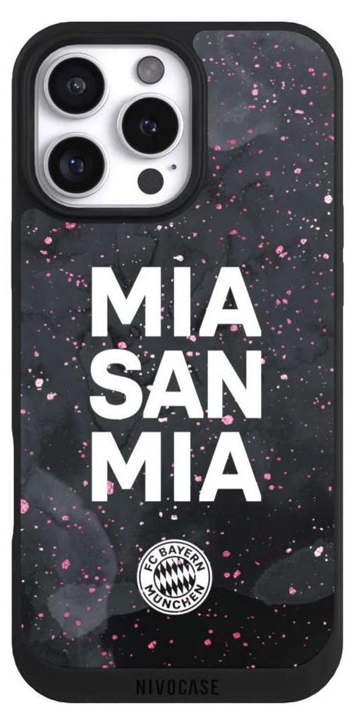 NIVOCASE Handyhülle für Apple iPhone 16 Pro Max Hülle NIVOpure Case Schwarz FC Bayern München Mia San Mia Girl Style