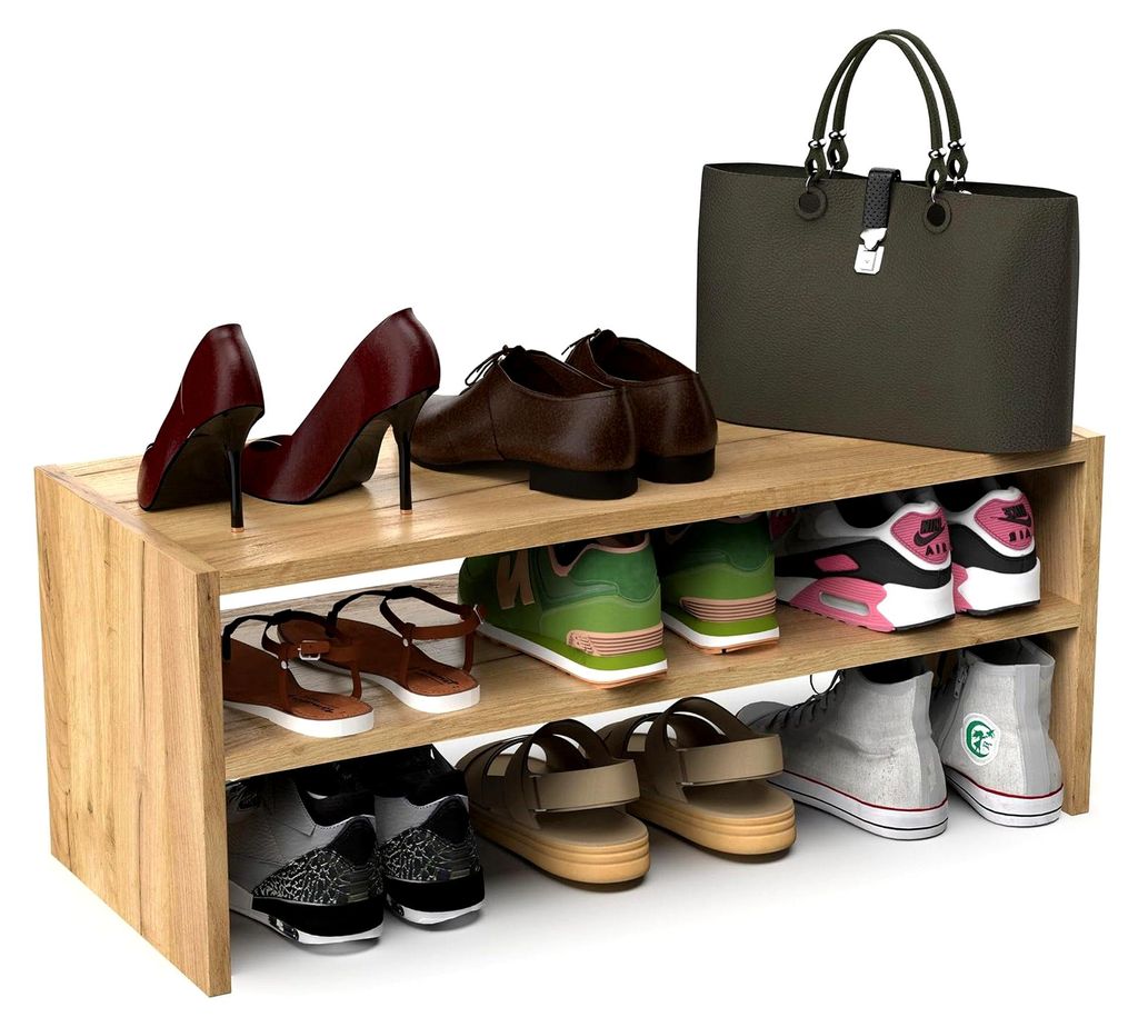 Schmal Schuhregal Platzsparend mit 2 Ebenen – Klein Schuh Organizer – Stapelbar Schuhablage -78x32 cm Shoe Rack für 6-9 Paar – für Flur, Ga...