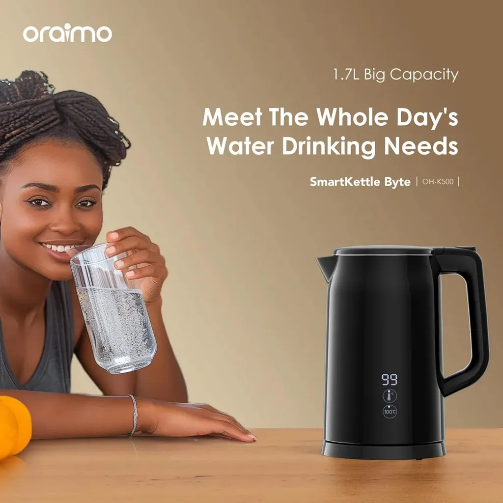 Bouilloire SmartKettle Byte Oraimo 1850W idéale pour le thé et café
