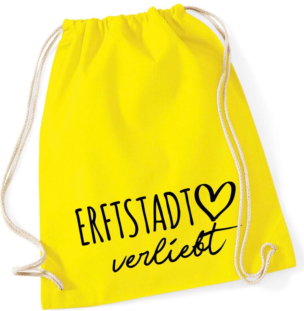 Huuraa Turnbeutel Erftstadt verliebt 12 Liter Yellow Baumwolle Rucksack Geschenkidee