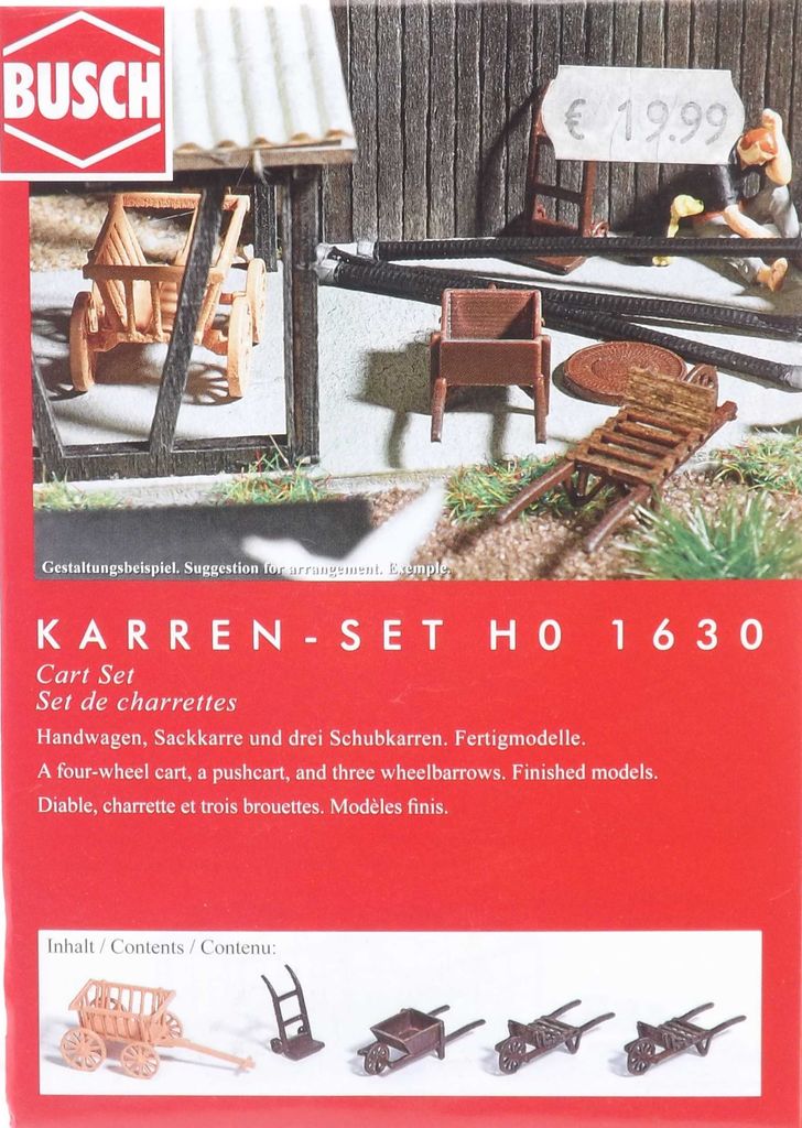 Busch 1630 Karren-Set Spur H0 in