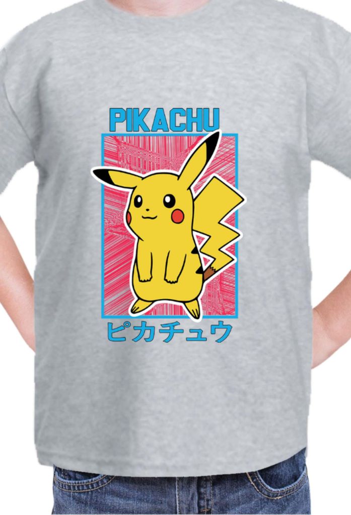 Kinder T-Shirt Japan Manga Anime Comics Pokemon 034, / Grau