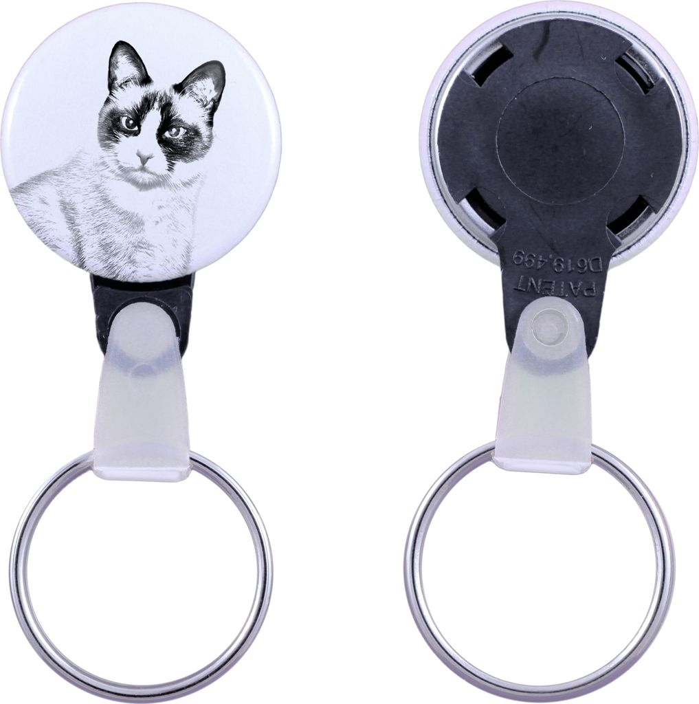 Schneeschuh-Katze - handgefertigter Schlüsselanhänger mit dem Bildnis einer Katze, Taschenanhänger, Produkt der Marke Art-Dog
