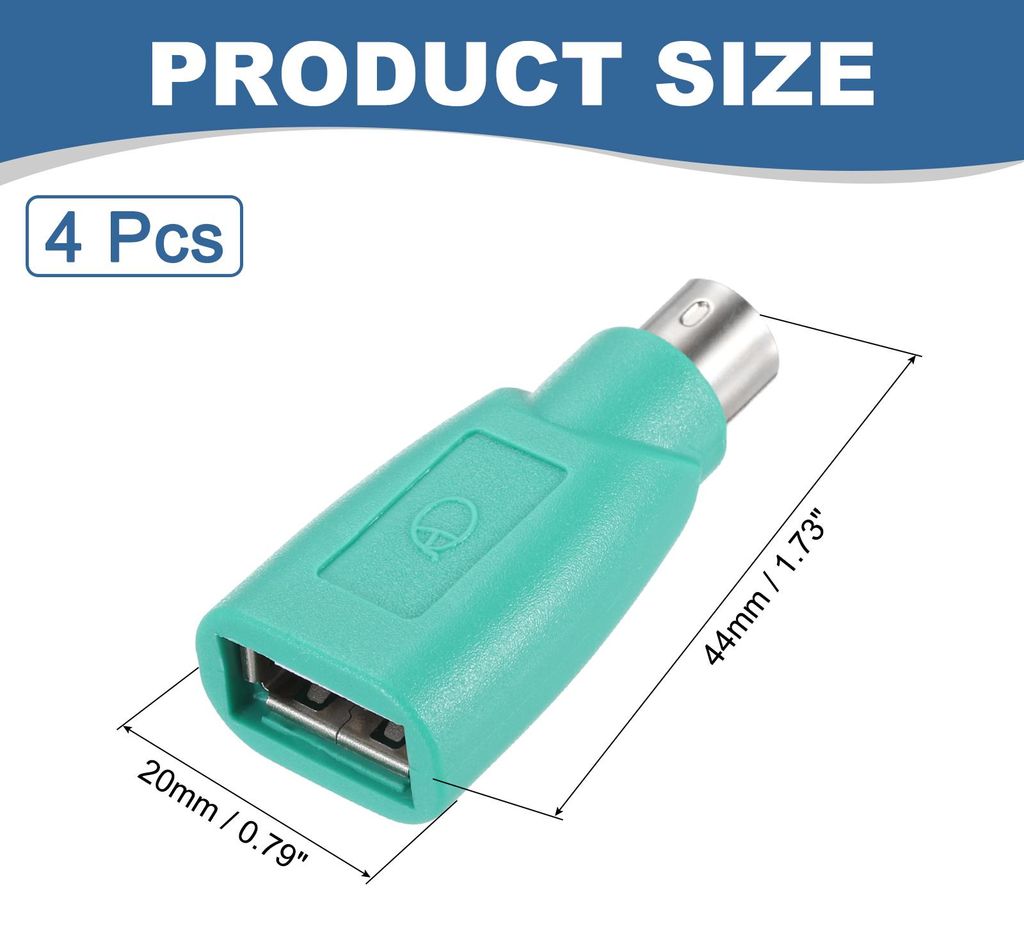 4 Stš¹ck USB auf PS/2 Maus Adapter, PS/2 Stecker zu USB Buchse Adapter fš¹r kabelgebundene Maus Tastatur Desktop PC Laptop Notebook, Grš¹n