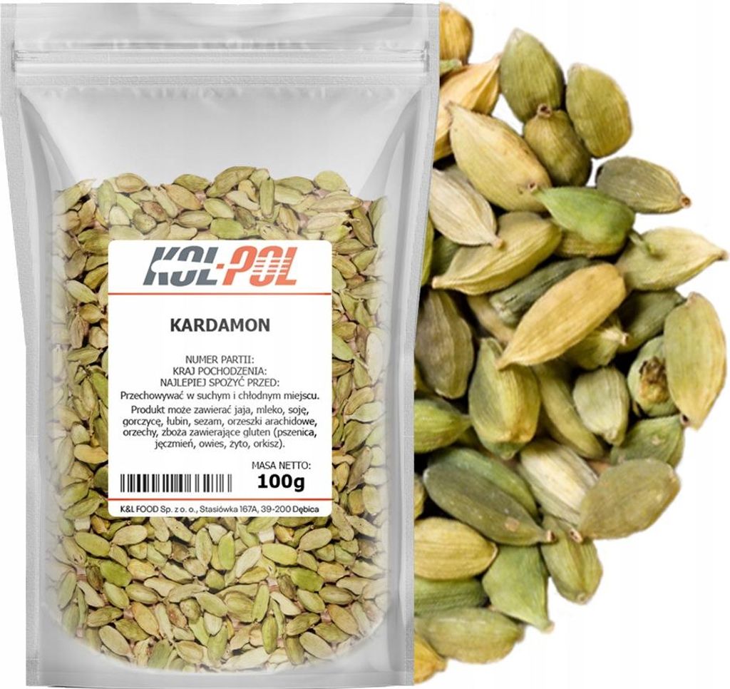 KARDAMON ZIARNO 100g Cały owoc aromatyczny naturalny wysoka Zdjęcie produktu 