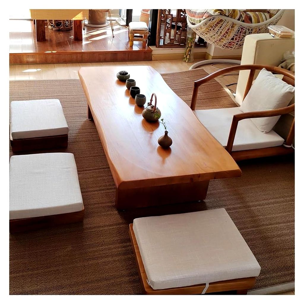 Vintage-Tatami-Tisch aus Massivholz – japanischer Bodentisch, niedriger rechteckiger Teetisch als Sitzgelegenheit auf dem Boden, Akzentmöbel fü...