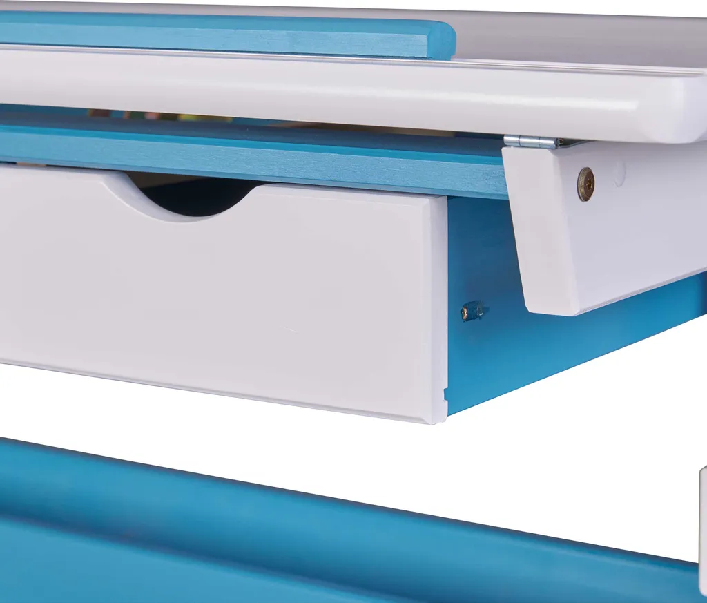 Pijii Bureau Réglable Blanc et Pétrole - Table Ergonomique Motorisée
