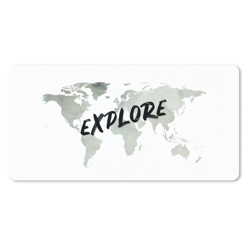 MuchoWow Mauspad Mousepad Weltkarte - Aquarellfarbe - Zitate 60x30 cm - Mousepads - Maus Mat - Pad - Mausunterlage - Nachhaltig