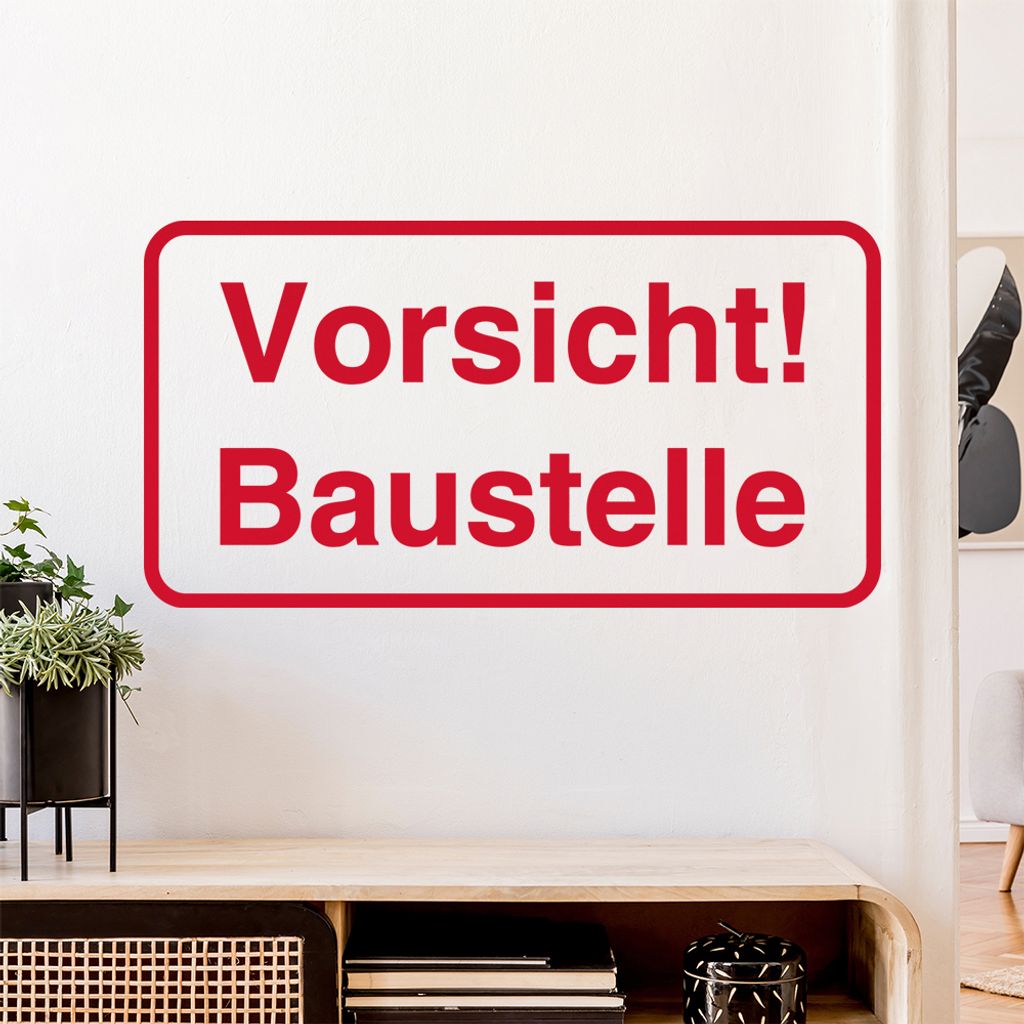 Vorischt Baustelle Achtung Wandtattoo Wandaufkleber Wall Sticker - Dekoration, Küche, Wohnzimmer, Schlafzimmer, Badezimmer