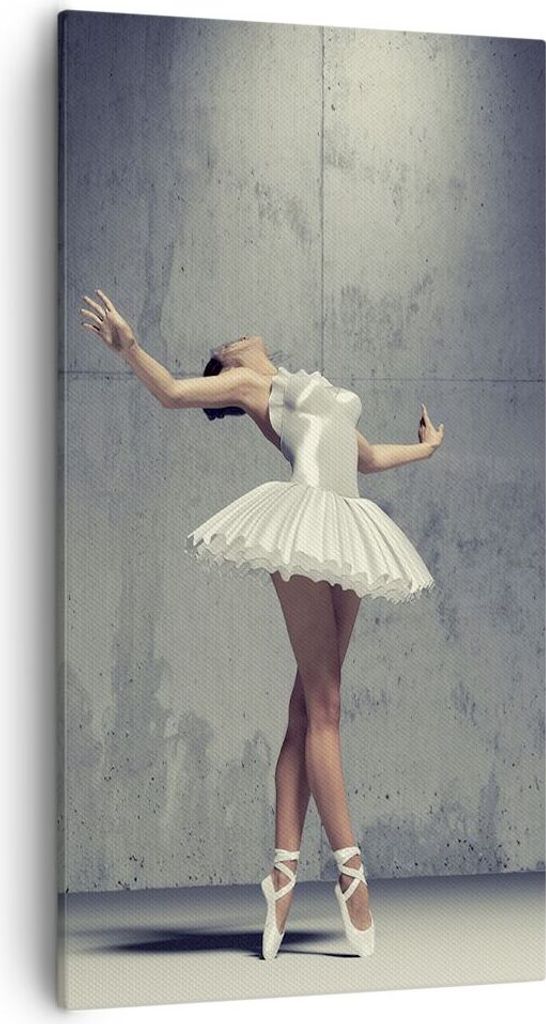 Bild auf Leinwand - Leinwandbild - Einteilig - Ballerina Weiß Wand - 55x100cm - Wand Bild - Wanddeko - Wandbilder - Leinwanddruck - Bilder - Wandd...