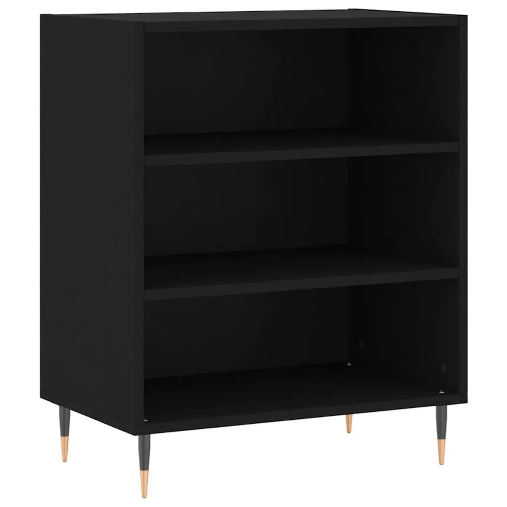 SYFAX™ Mobiletto Nero 3 Ripiani | Credenza Legno Multistrato 57x35x70