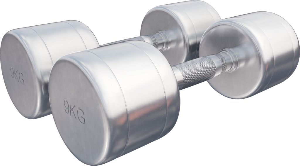 GORILLA SPORTS Kurzhanteln - 2er Set, 18 kg (2x9 kg) Gewichte, Rutschfest, gerändelt, Verchromter Stahl - Hantelset, Rundhanteln, Kurzhantelset
