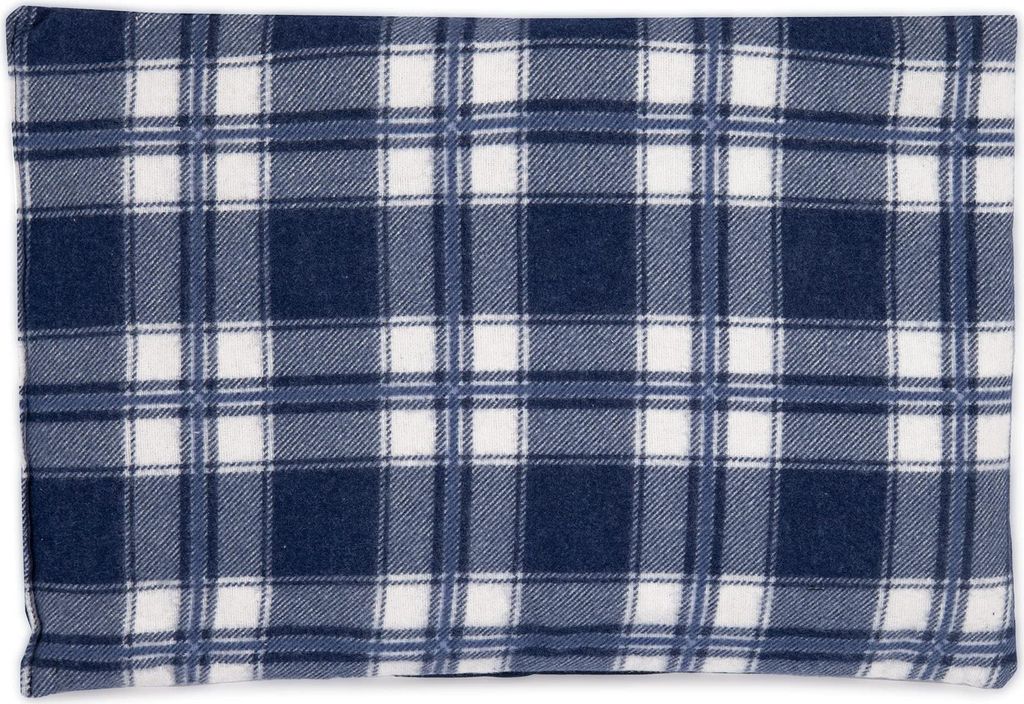 Kirschkernkissen 30 x 20 cm, Flanell karo-blau - Als Wärmekissen & Kältekissen - Körnerkissen für Mikrowelle und Backofen - 30x20cm