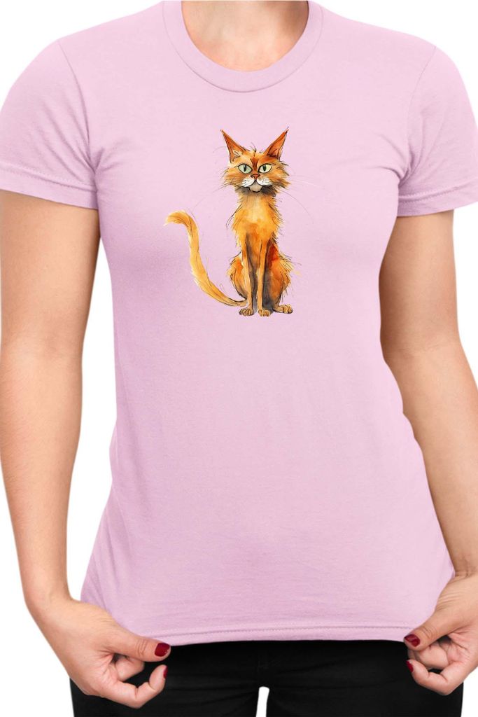 Damen T-Shirt Funny Cats Breeds Somali Cat, Lady XL / Hellrosa