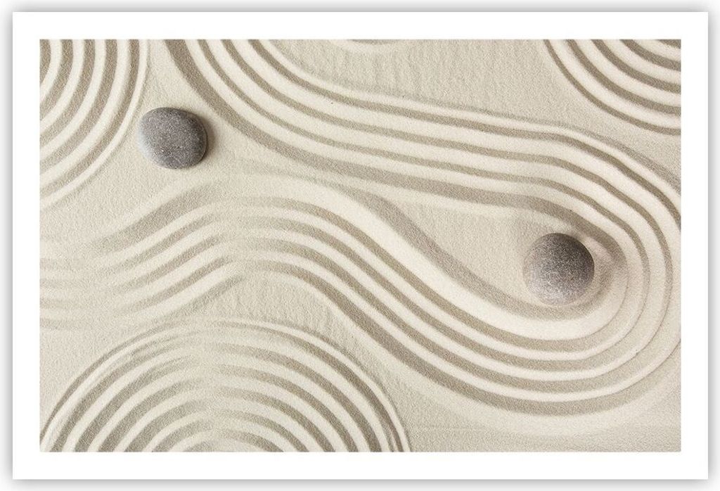 Poster - Poster ohne Rahmen - Steine Figuren Sand - 91,5x61 cm - Wand Bild - Wanddeko - Wandbilder - Kunstposter - Wandposter - Bilder - Kunstdruck...