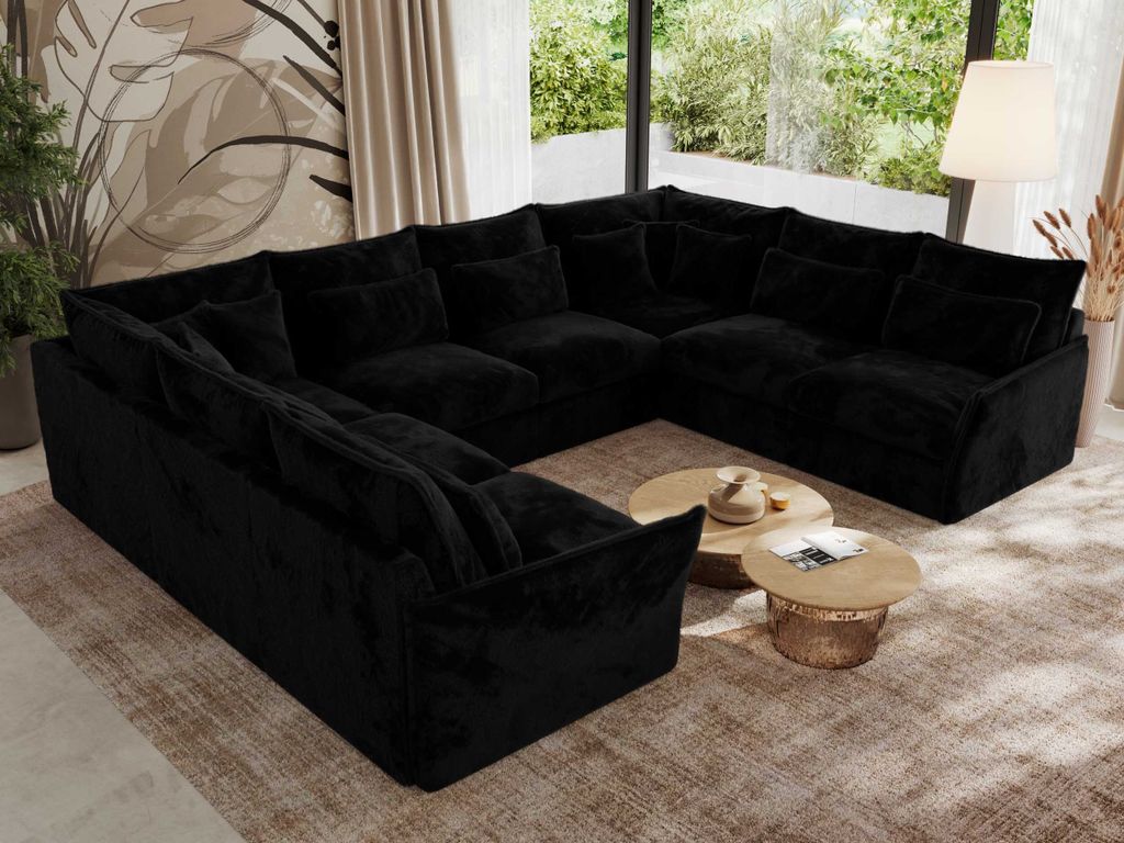 MKS MEBLE modulares U-förmiges Ecksofa, großes Wohnzimmer-Ecksofa, Big Sofa XXL, Wohnlandschaft, Ecksofa mit losen Kissen, Universal-Ecksofa U - ...