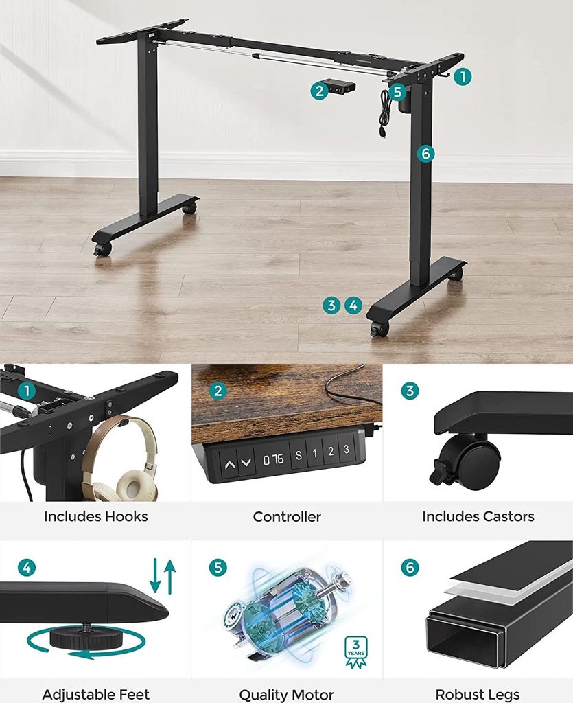 SONGMICS Höhenverstellbar Elektrisch mit Motor Tischgestell Produktbild 4