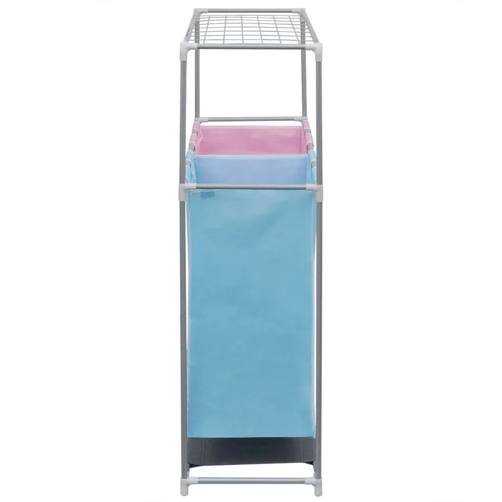 Solution tri du linge : panier à 2 compartiments avec séchoir robuste