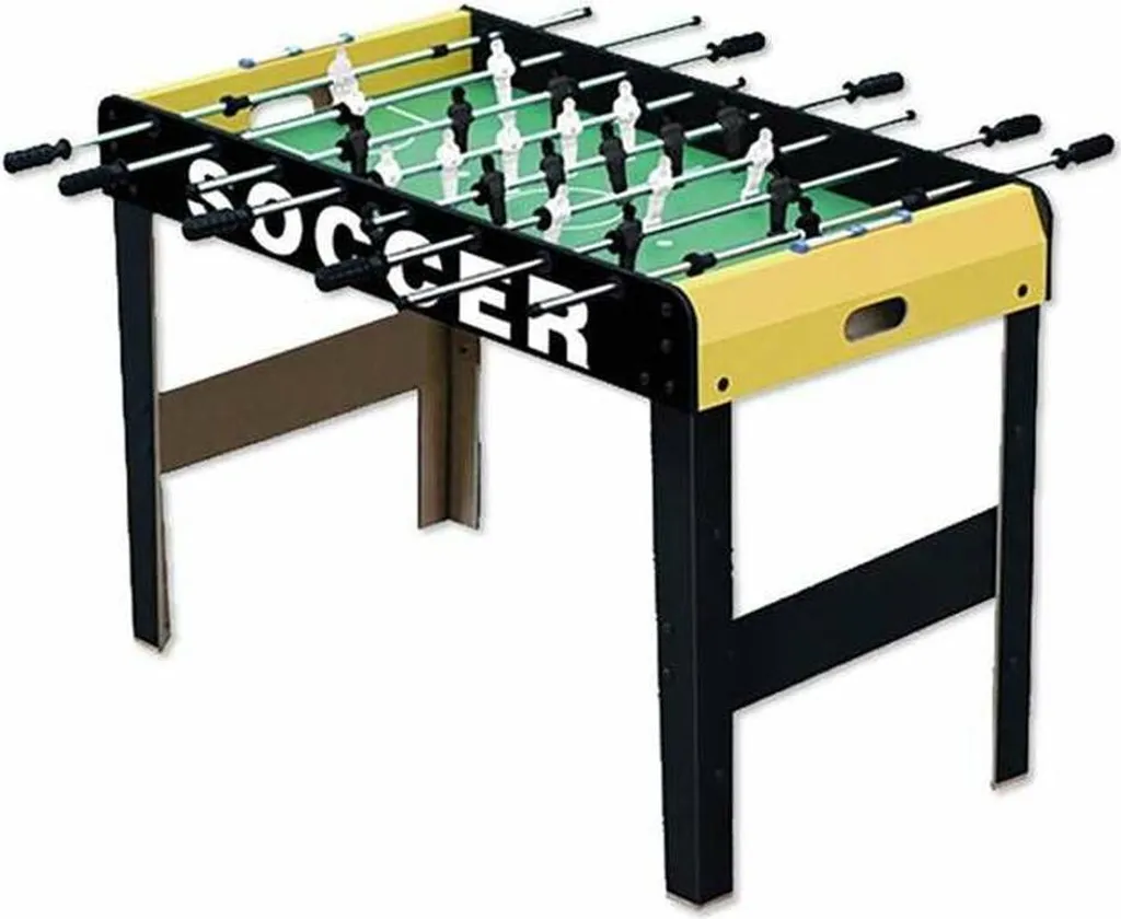 Baby-foot jaune avec barres en acier - Dimensions 117 x 61 x 82 cm