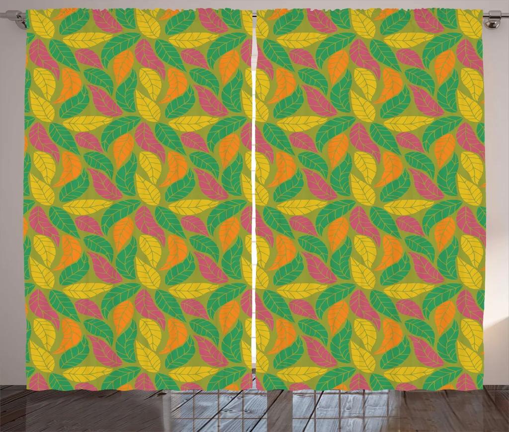 Rideaux artistiques à feuilles avec crochets et boucles 280x225cm