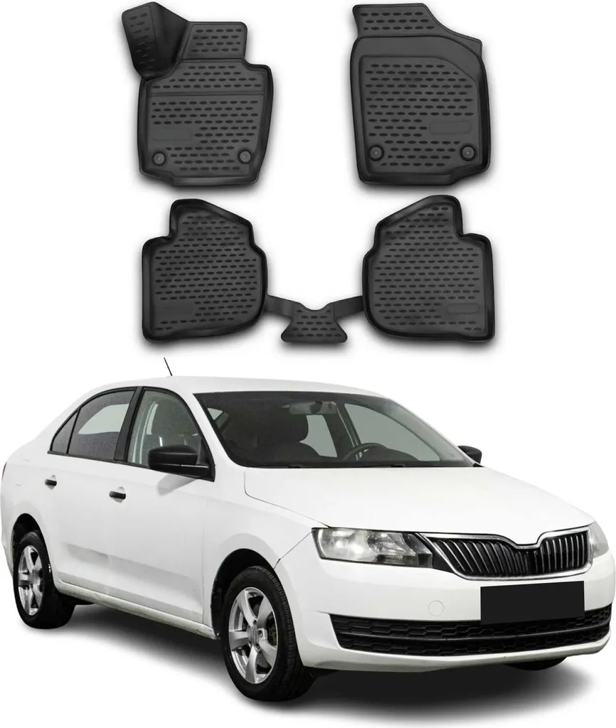 Set Tappetini 3D Skoda Rapid 2012-2019 - Gomma TPE Alta Resistenza