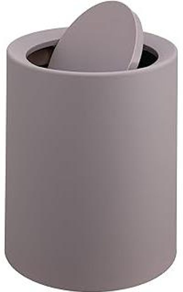 Mülleimer, 13 Liter, Schwingdeckel, Inneneimer, Matter Kunststoff, runder Abfalleimer für Bad & Küche, beige