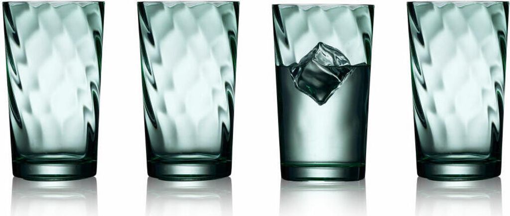 Lyngby Glas Highball-Glas Vienna 4er Set, Longdrinkgläser, Glas, Grün, 450 ml, 31721