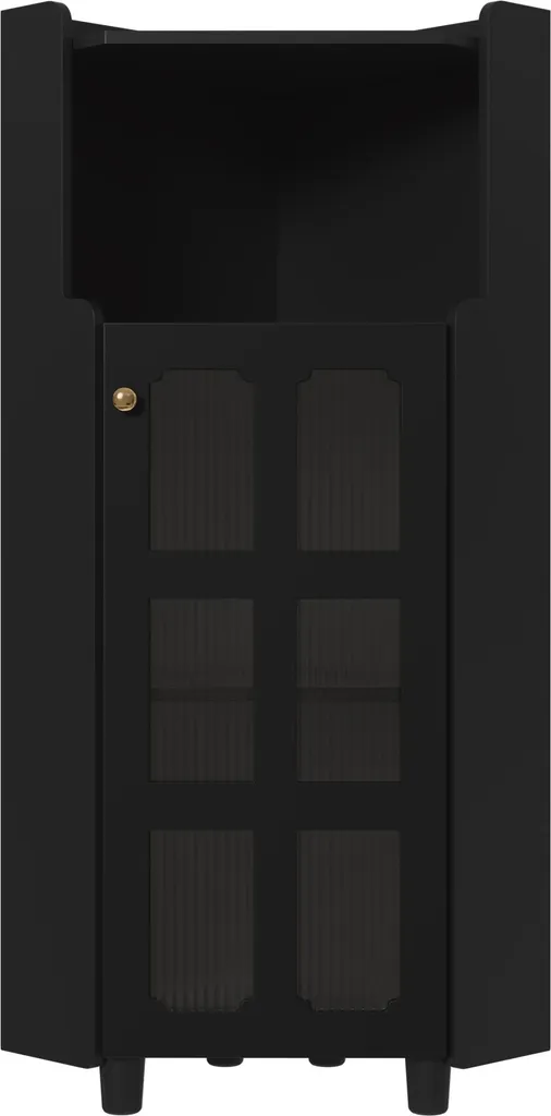 Commode d'angle moderne laquée noire avec éclairage LED intelligent - 9