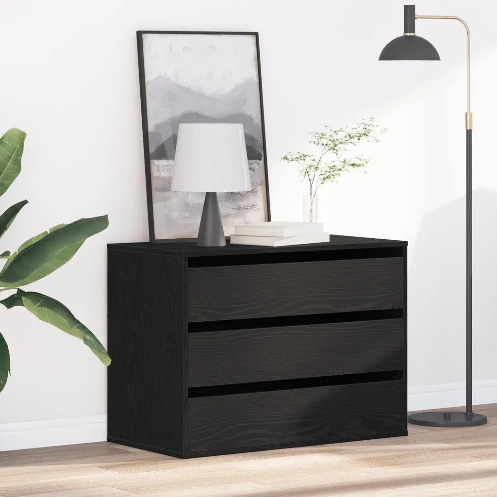 Commode noire vidaXL 80x41x58 cm en aggloméré pour rangement chambre