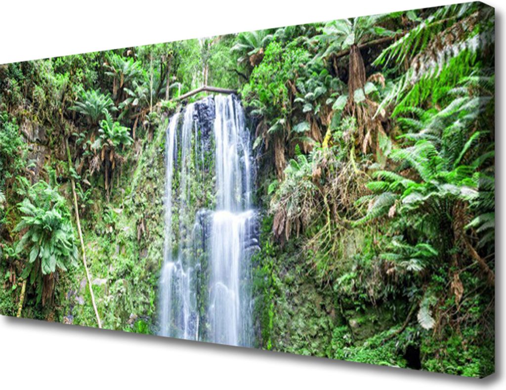 Tulup Leinwand-Bilder 100x50 Wandbild Canvas Kunstdruck Wasserfall Bäume Natur