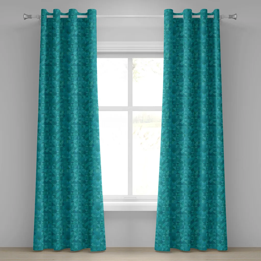 Rideau à œillets bleu sarcelle 280x175 cm motifs géométriques ABAKUHAUS