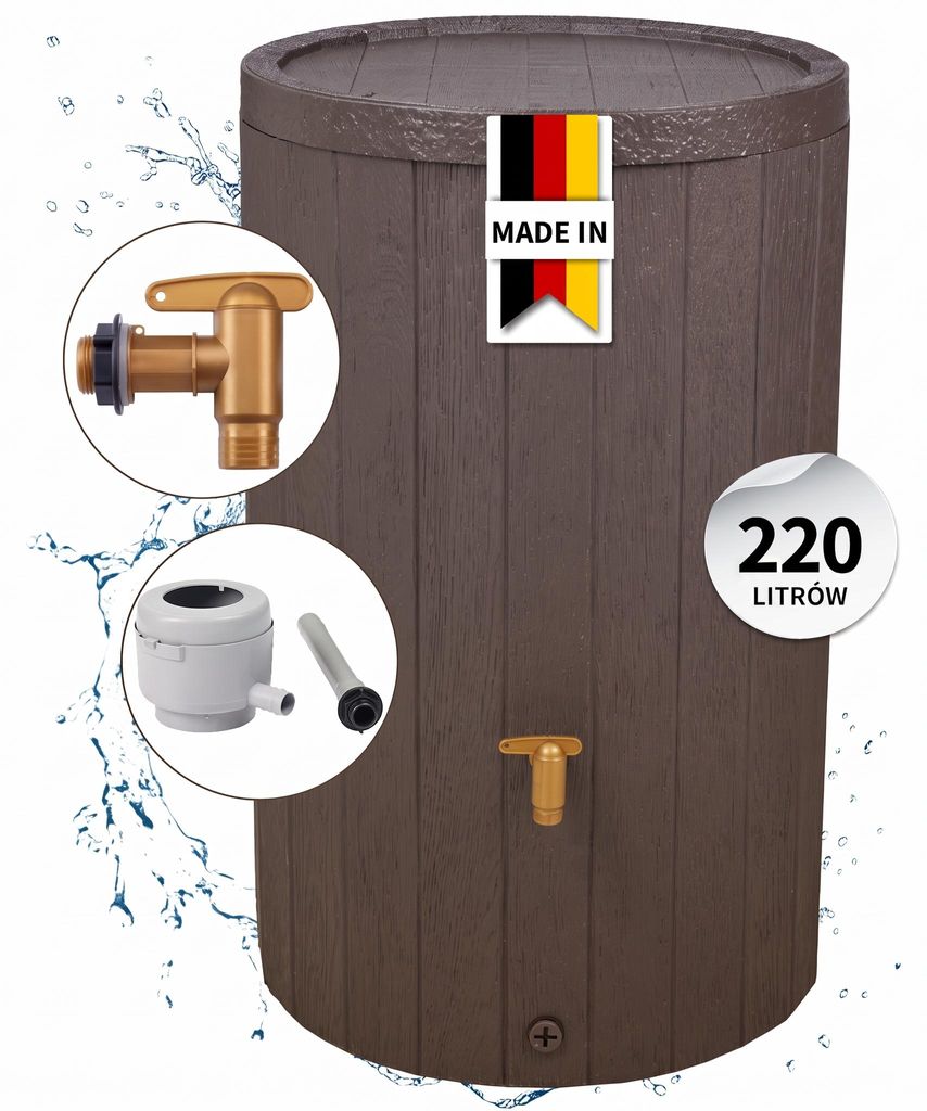 4rain MADERA zbiornik na deszczówkę zestaw kompletny 220 l Zdjęcie produktu  Obraz wygenerowany przez AI