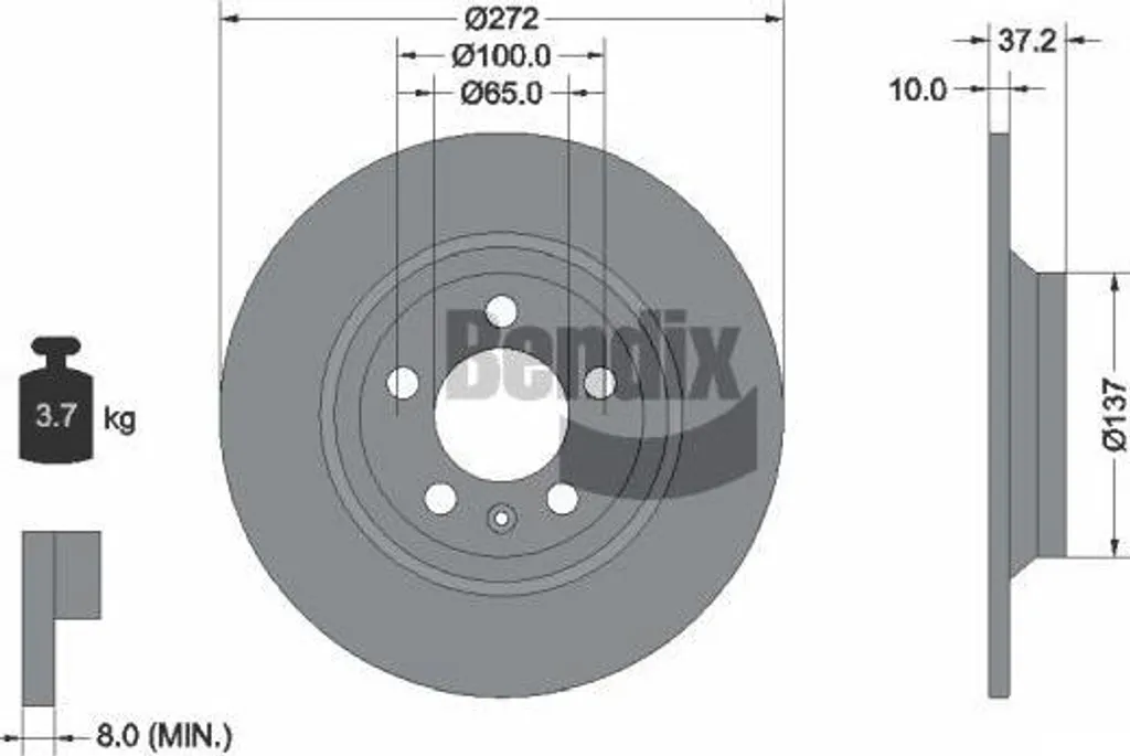 Disque de frein BENDIX BDS1613 2Q0615601G ventilé pour Polo et A1