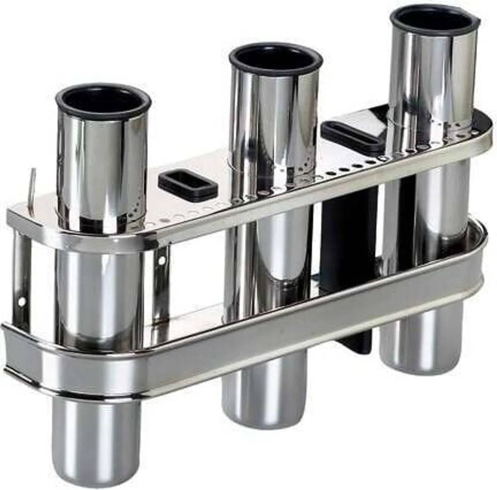 Support de Canne à Pêche Triple en Inox Osculati pour Bateau et Kayak
