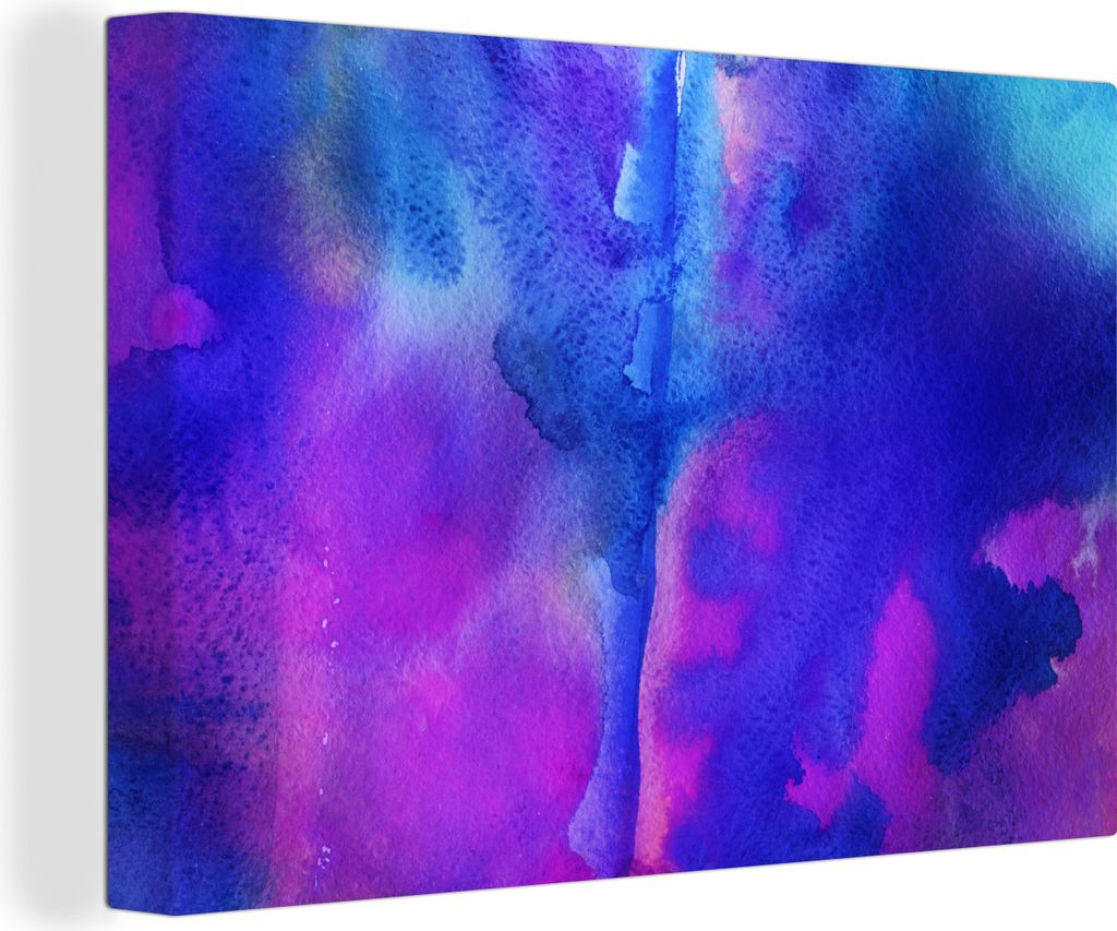OneMillionCanvasses - Leinwandbilder - 140x90 cm, Aquarell - Blau - Farbton - Violett, Wandbilder Kunstdruck Wanddekoration - Foto auf Leinwand -...